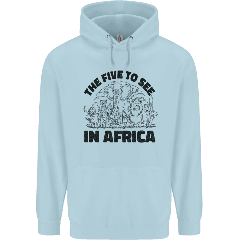 The Five Wild Animas to See in Africa Mens 80% Cotton Hoodie Light Blue