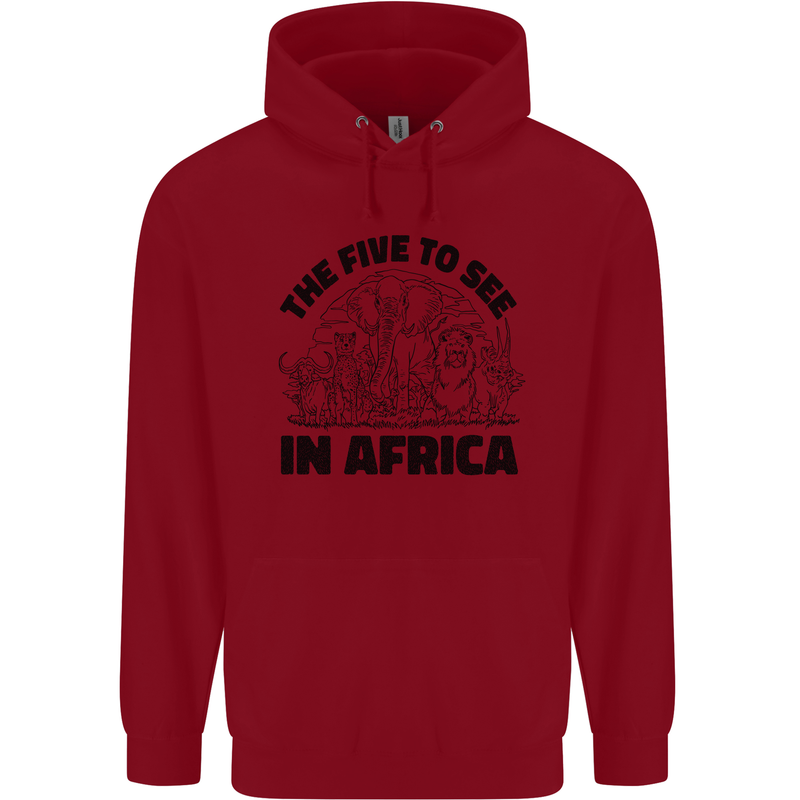 The Five Wild Animas to See in Africa Mens 80% Cotton Hoodie Red