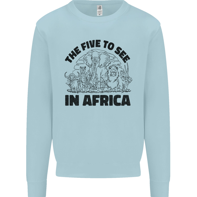 The Five Wild Animas to See in Africa Mens Sweatshirt Jumper Light Blue