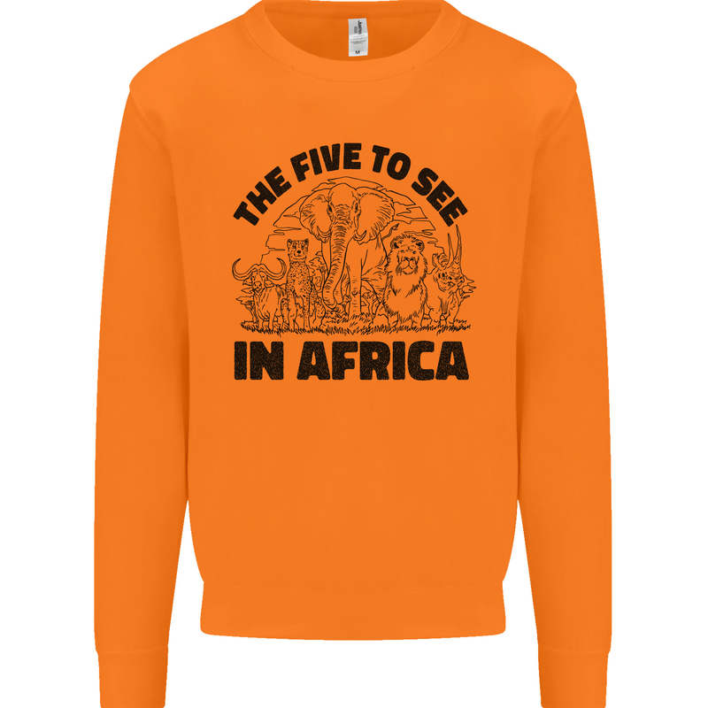 The Five Wild Animas to See in Africa Mens Sweatshirt Jumper Orange
