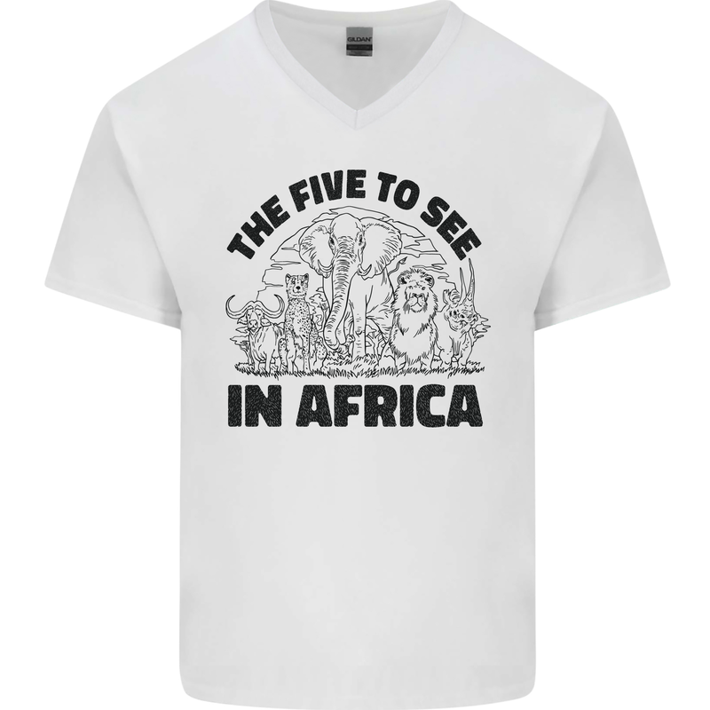 The Five Wild Animas to See in Africa Mens V-Neck Cotton T-Shirt White