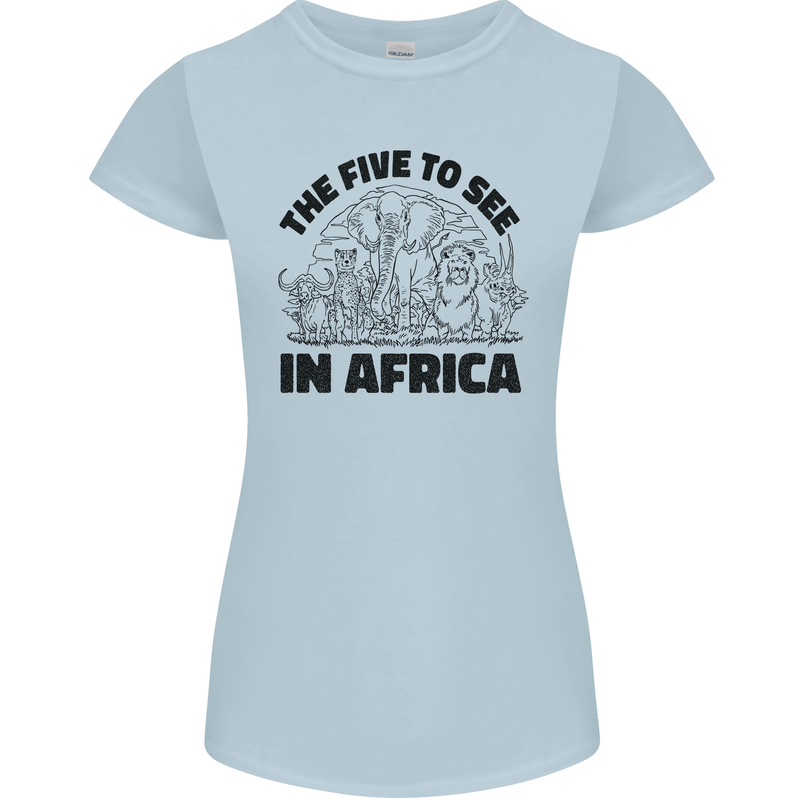 The Five Wild Animas to See in Africa Womens Petite Cut T-Shirt Light Blue