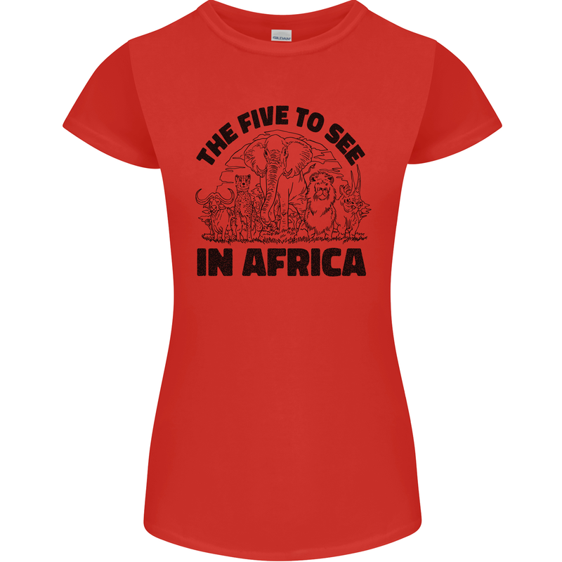 The Five Wild Animas to See in Africa Womens Petite Cut T-Shirt Red