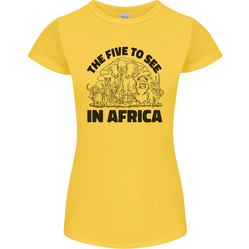 The Five Wild Animas to See in Africa Womens Petite Cut T-Shirt Yellow