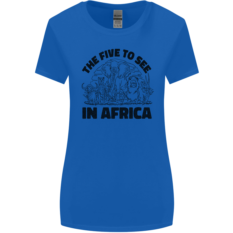 The Five Wild Animas to See in Africa Womens Wider Cut T-Shirt Royal Blue
