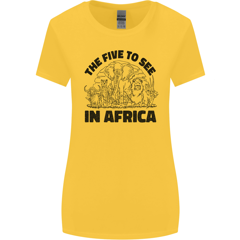 The Five Wild Animas to See in Africa Womens Wider Cut T-Shirt Yellow