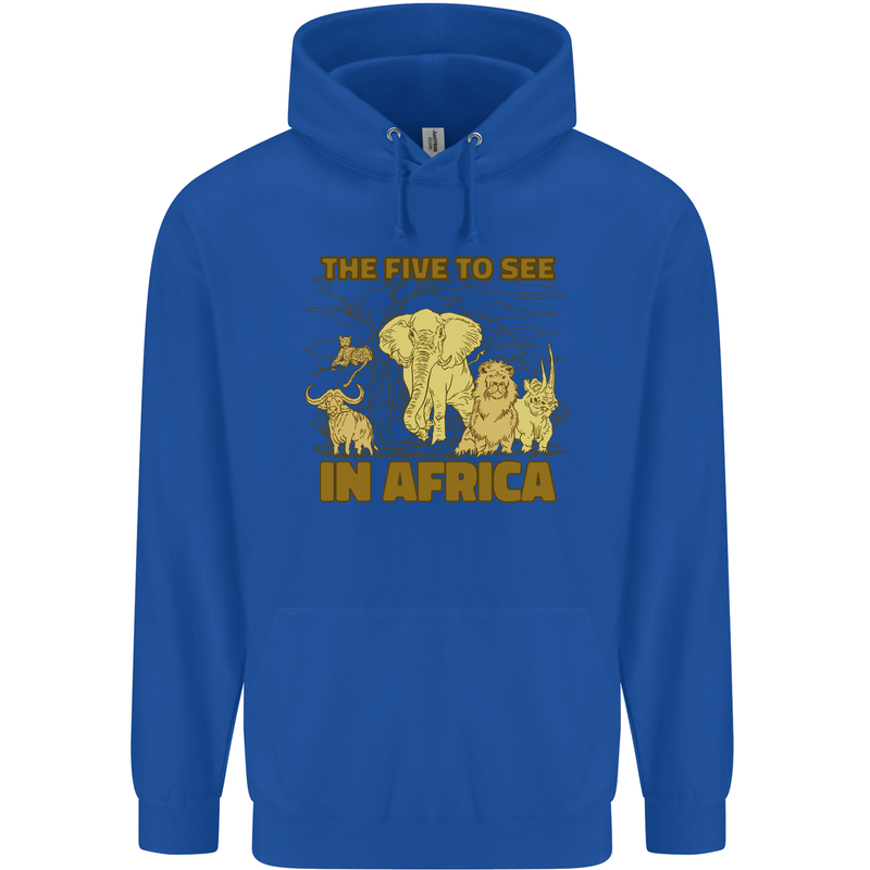 The Five to See in Africa Safari Animals Childrens Kids Hoodie Royal Blue