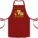 The Five to See in Africa Safari Animals Cotton Apron 100% Organic Maroon