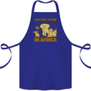 The Five to See in Africa Safari Animals Cotton Apron 100% Organic Royal Blue