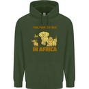 The Five to See in Africa Safari Animals Mens 80% Cotton Hoodie Forest Green