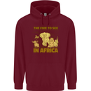 The Five to See in Africa Safari Animals Mens 80% Cotton Hoodie Maroon