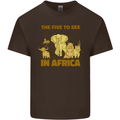The Five to See in Africa Safari Animals Mens Cotton T-Shirt Tee Top Dark Chocolate