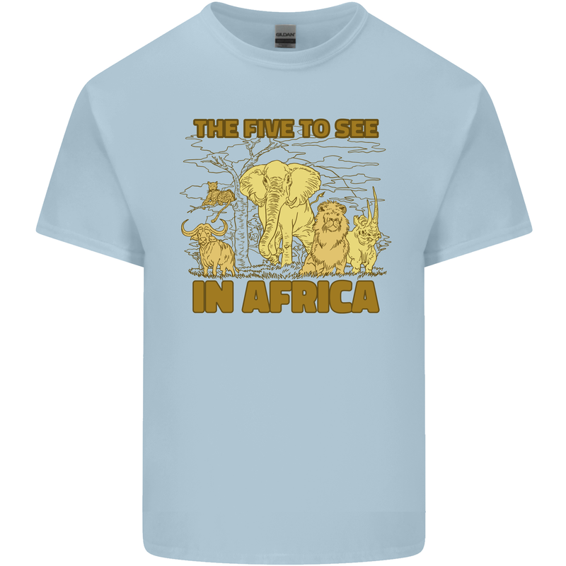 The Five to See in Africa Safari Animals Mens Cotton T-Shirt Tee Top Light Blue