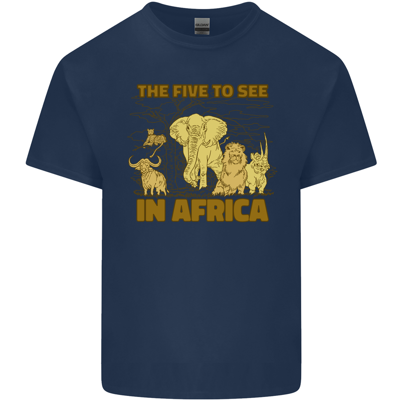 The Five to See in Africa Safari Animals Mens Cotton T-Shirt Tee Top Navy Blue