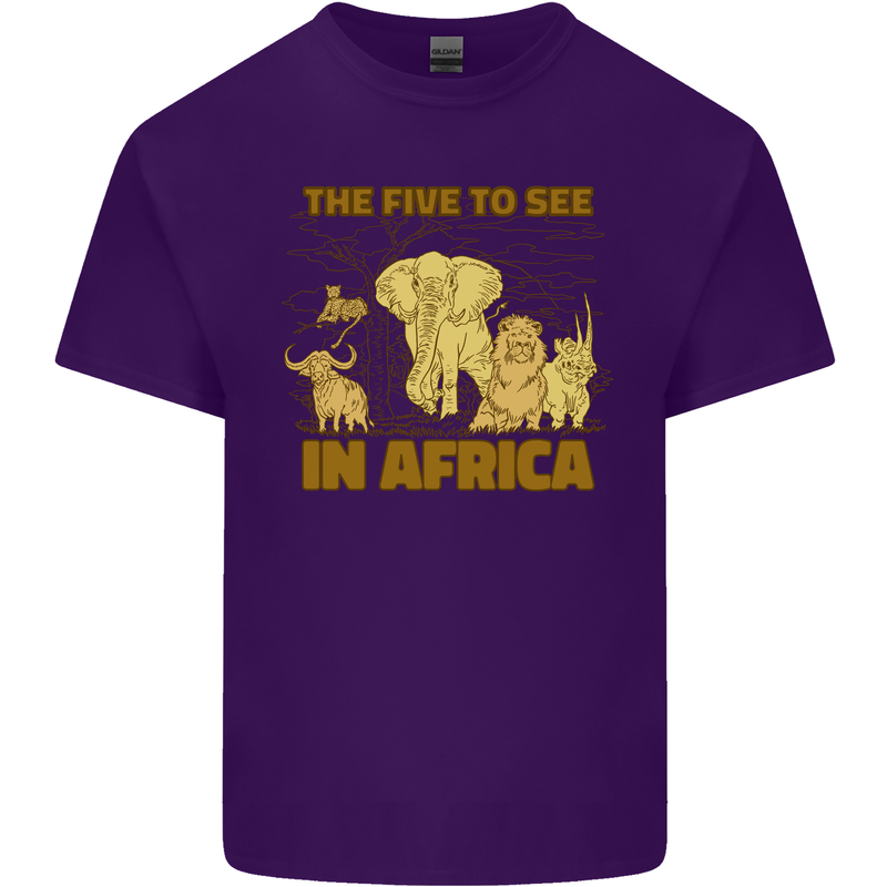 The Five to See in Africa Safari Animals Mens Cotton T-Shirt Tee Top Purple