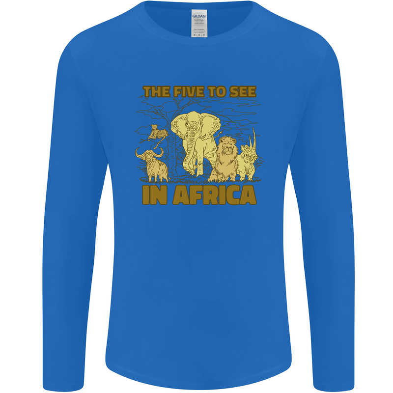 The Five to See in Africa Safari Animals Mens Long Sleeve T-Shirt Royal Blue