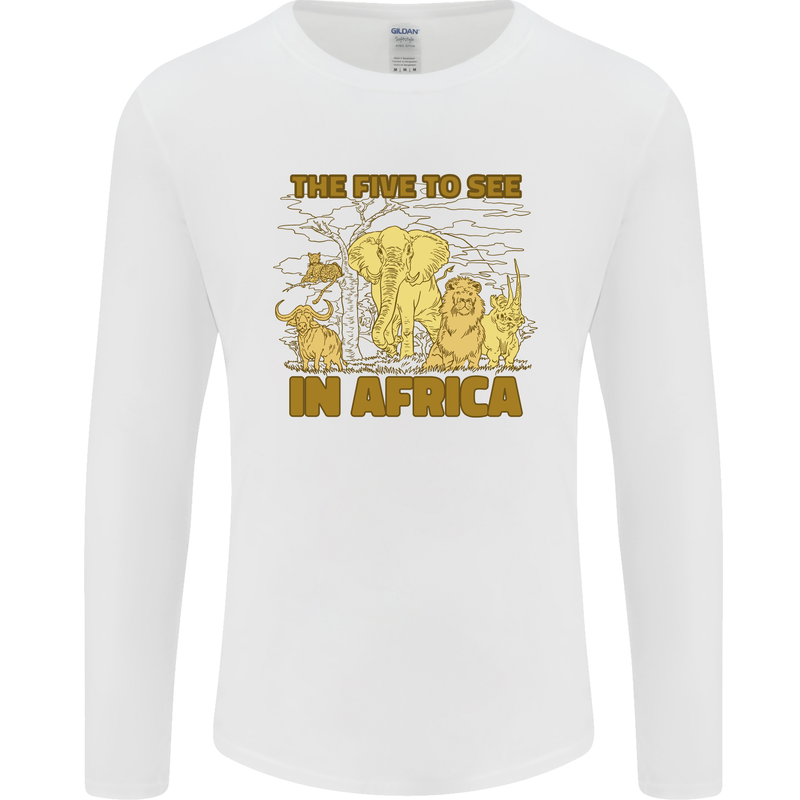 The Five to See in Africa Safari Animals Mens Long Sleeve T-Shirt White