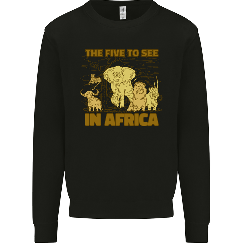 The Five to See in Africa Safari Animals Mens Sweatshirt Jumper Black