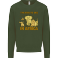 The Five to See in Africa Safari Animals Mens Sweatshirt Jumper Forest Green