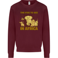 The Five to See in Africa Safari Animals Mens Sweatshirt Jumper Maroon