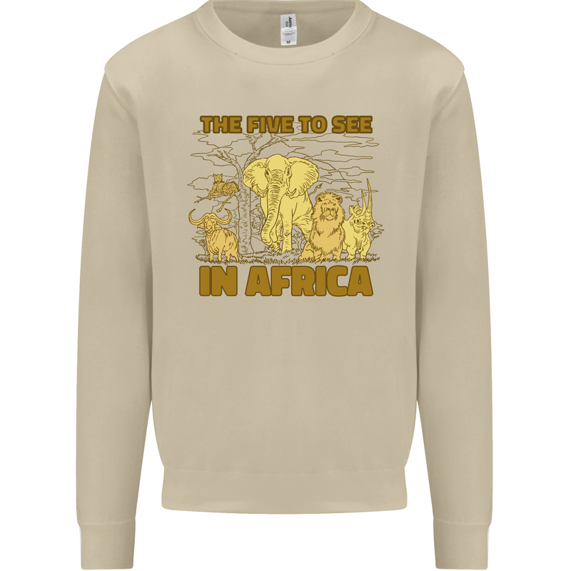 The Five to See in Africa Safari Animals Mens Sweatshirt Jumper Sand
