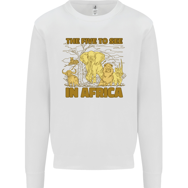 The Five to See in Africa Safari Animals Mens Sweatshirt Jumper White
