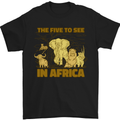 The Five to See in Africa Safari Animals Mens T-Shirt Cotton Gildan Black