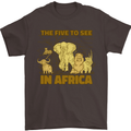 The Five to See in Africa Safari Animals Mens T-Shirt Cotton Gildan Dark Chocolate