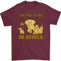 The Five to See in Africa Safari Animals Mens T-Shirt Cotton Gildan Maroon