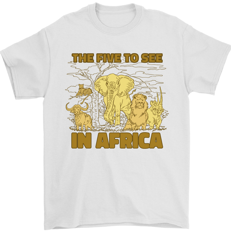The Five to See in Africa Safari Animals Mens T-Shirt Cotton Gildan White