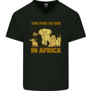 The Five to See in Africa Safari Animals Mens V-Neck Cotton T-Shirt Black