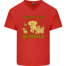 The Five to See in Africa Safari Animals Mens V-Neck Cotton T-Shirt Red
