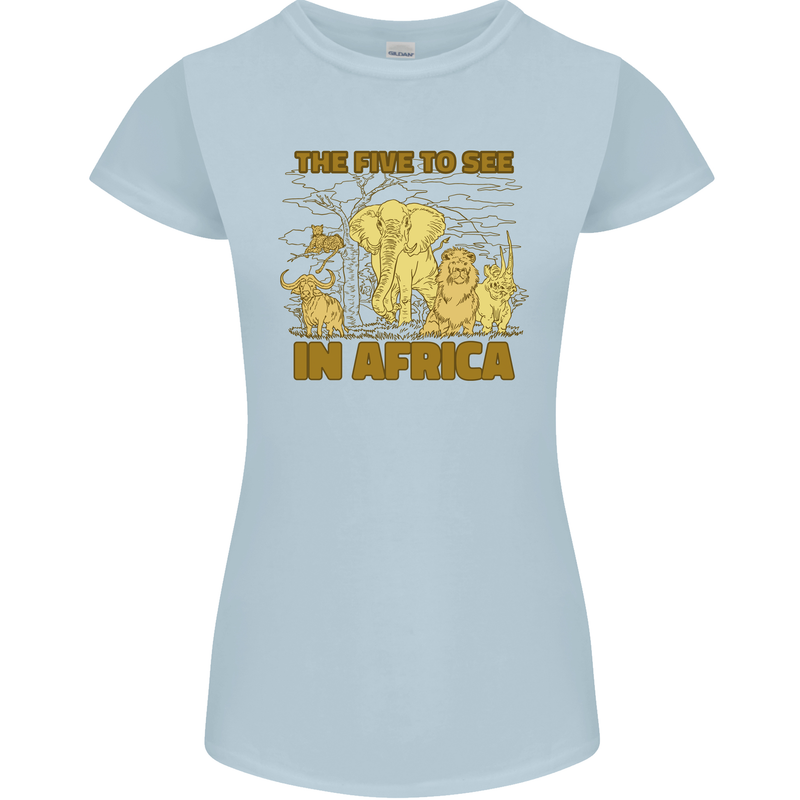 The Five to See in Africa Safari Animals Womens Petite Cut T-Shirt Light Blue