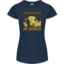 The Five to See in Africa Safari Animals Womens Petite Cut T-Shirt Navy Blue