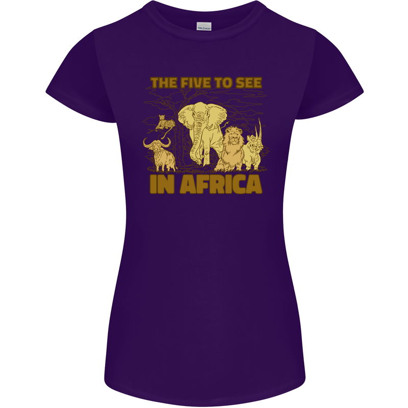The Five to See in Africa Safari Animals Womens Petite Cut T-Shirt Purple