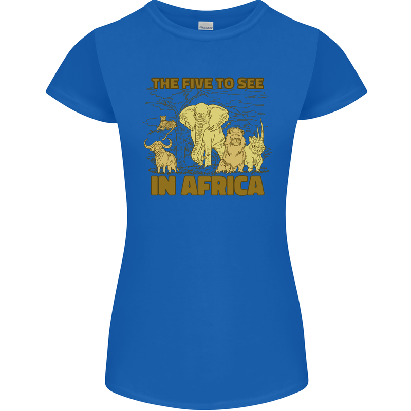 The Five to See in Africa Safari Animals Womens Petite Cut T-Shirt Royal Blue