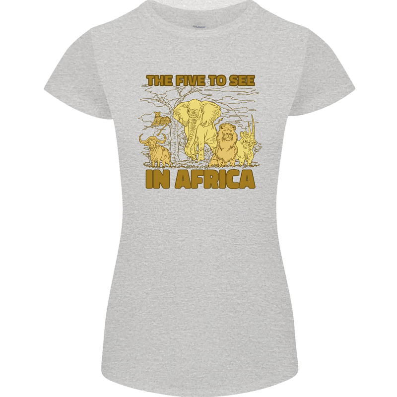 The Five to See in Africa Safari Animals Womens Petite Cut T-Shirt Sports Grey