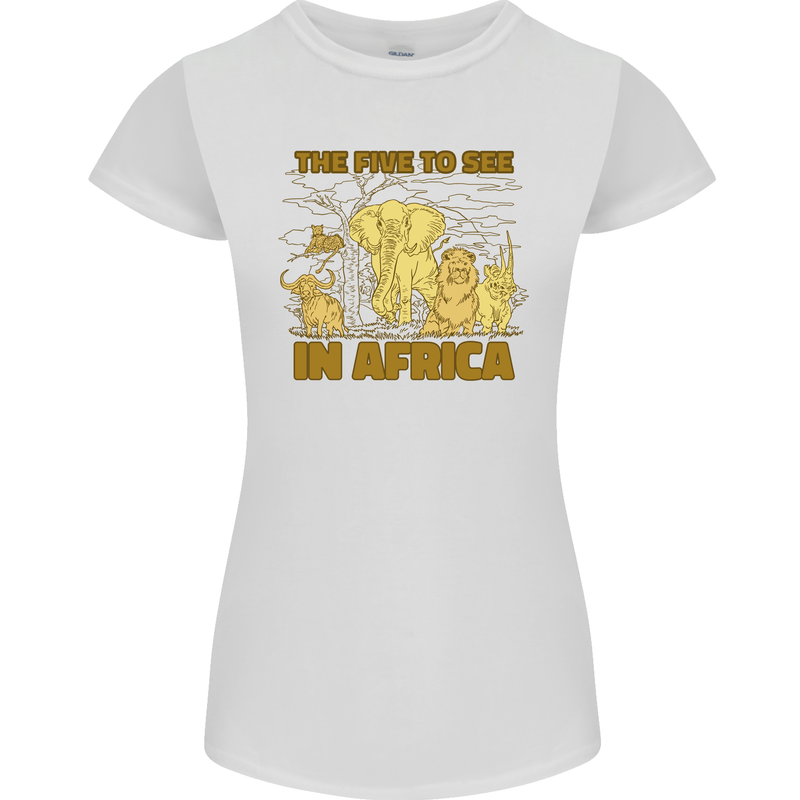 The Five to See in Africa Safari Animals Womens Petite Cut T-Shirt White