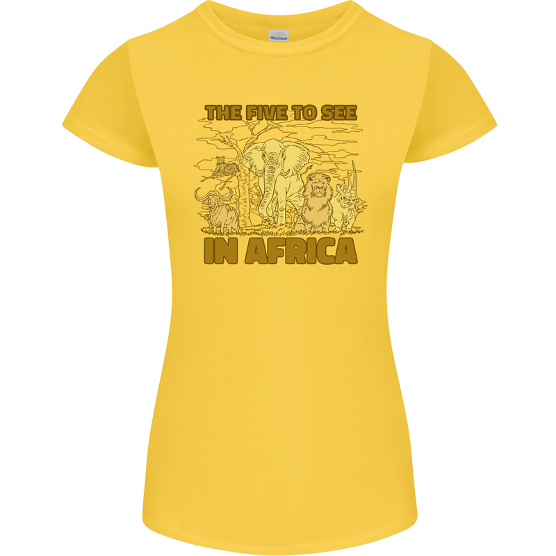 The Five to See in Africa Safari Animals Womens Petite Cut T-Shirt Yellow