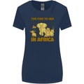 The Five to See in Africa Safari Animals Womens Wider Cut T-Shirt Navy Blue