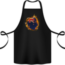 The Flag of New Zealand Fire Effect Kiwi Cotton Apron 100% Organic Black