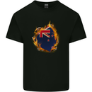 The Flag of New Zealand Fire Effect Kiwi Kids T-Shirt Childrens Black