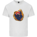 The Flag of New Zealand Fire Effect Kiwi Kids T-Shirt Childrens White