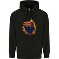 The Flag of New Zealand Fire Effect Kiwi Mens 80% Cotton Hoodie Black