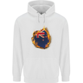 The Flag of New Zealand Fire Effect Kiwi Mens 80% Cotton Hoodie White