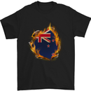 The Flag of New Zealand Fire Effect Kiwi Mens T-Shirt Cotton Gildan Black
