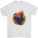 The Flag of New Zealand Fire Effect Kiwi Mens T-Shirt Cotton Gildan White