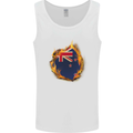 The Flag of New Zealand Fire Effect Kiwi Mens Vest Tank Top White