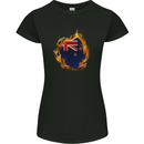 The Flag of New Zealand Fire Effect Kiwi Womens Petite Cut T-Shirt Black