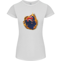 The Flag of New Zealand Fire Effect Kiwi Womens Petite Cut T-Shirt White